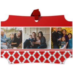 Thumbnail for Personalized Metal Ornament - Modern Corners with Red Damask design 1