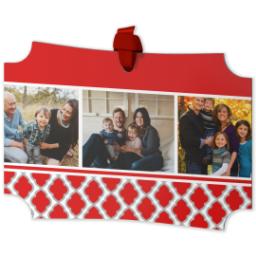 Thumbnail for Personalized Metal Ornament - Modern Corners with Red Damask design 2