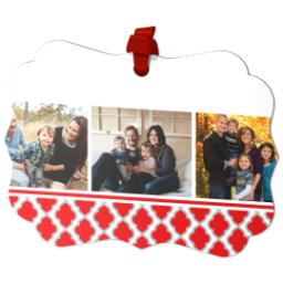 Thumbnail for Personalized Metal Ornament - Scalloped with Red Damask design 2