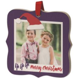Thumbnail for Wood Photo Ornament - Bracket with Santa's Hat design 2
