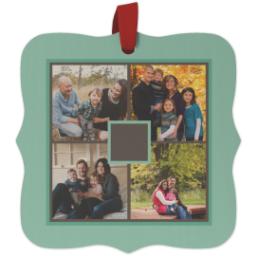 Thumbnail for Wood Photo Ornament - Bracket with Simple Monogram design 1