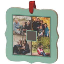 Thumbnail for Wood Photo Ornament - Bracket with Simple Monogram design 2