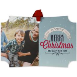 Thumbnail for Modern Corners Metal Ornament with Very Merry design 1