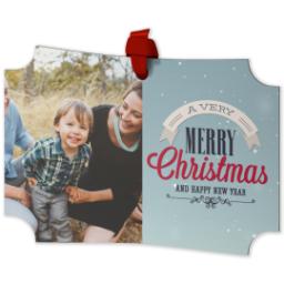Thumbnail for Personalized Metal Ornament - Modern Corners with Very Merry design 2