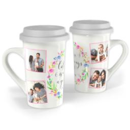 Thumbnail for Premium Grande Photo Mug with Lid, 16oz with Watercolor Coffee design 1