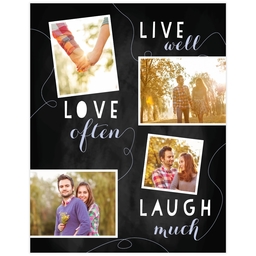 Poster, 11x14, Glossy Poster Paper with Chalk Board Live Love Laugh design
