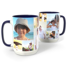 Blue Photo Mug, 15oz with Collage Nine design