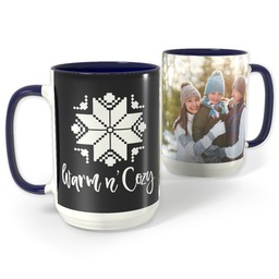 Blue Photo Mug, 15oz with Custom Color Warm and Cozy design