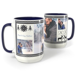 Blue Photo Mug, 15oz with Custom Color Winter Isle design