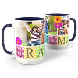 Blue Photo Mug, 15oz with Grandma design