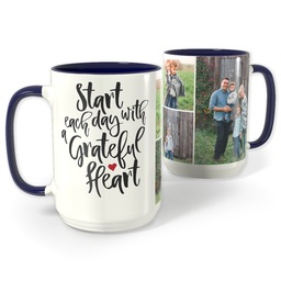 Blue Photo Mug, 15oz with Grateful Heart design