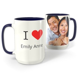 Blue Photo Mug, 15oz with I Heart design