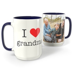 Blue Photo Mug, 15oz with I Heart My Grandma design