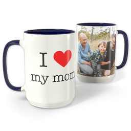 Blue Photo Mug, 15oz with I Heart My Mom design