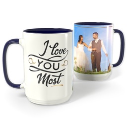 Blue Photo Mug, 15oz with Love You Most design