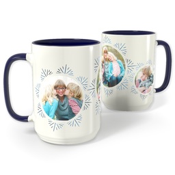 Blue Photo Mug, 15oz with Starburst Collage design