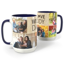 Blue Photo Mug, 15oz with Wood Dad design