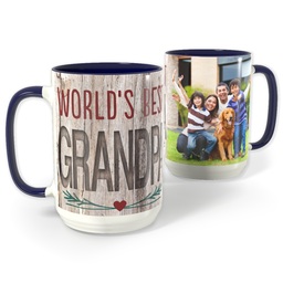 Blue Photo Mug, 15oz with World's Best Natural Grandpa design