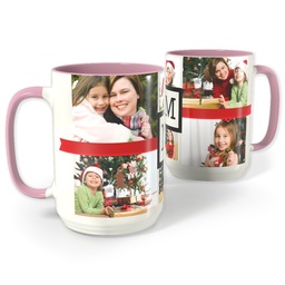 Pink Photo Mug, 15oz with Christmas Ribbon design