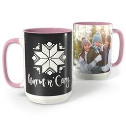 Pink Photo Mug, 15oz with Custom Color Warm and Cozy design