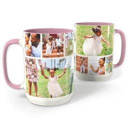 Pink Photo Mug, 15oz with Eight Collage design