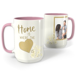 Pink Photo Mug, 15oz with (D) 'Home & Heart' design