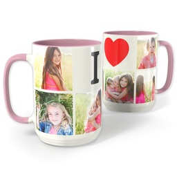 Pink Photo Mug, 15oz with I Heart Collage design