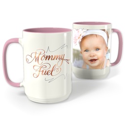 Pink Photo Mug, 15oz with Mommy Fuel design