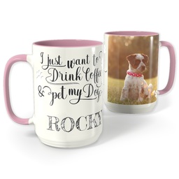 Pink Photo Mug, 15oz with Pet My Dog design