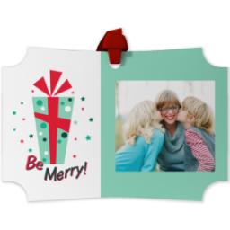 Thumbnail for Personalized Metal Ornament - Modern Corners with Be Merry design 1