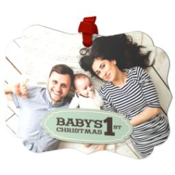 Thumbnail for Personalized Metal Ornament - Scalloped with First Christmas design 2