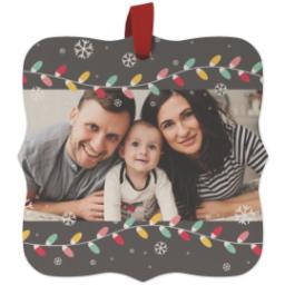 Thumbnail for Wood Photo Ornament - Bracket with Holiday Lights design 1