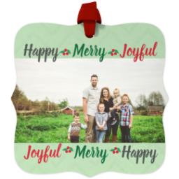 Thumbnail for Personalized Metal Ornament - Fancy Bracket with Holiday Words design 1