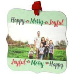 Thumbnail for Personalized Metal Ornament - Fancy Bracket with Holiday Words design 2