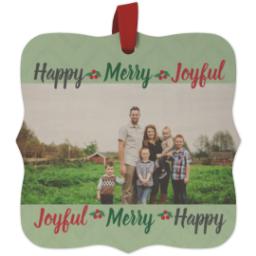 Thumbnail for Fancy Bracket Maple Ornament with Holiday Words design 1