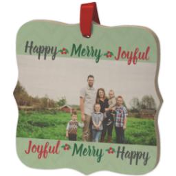 Thumbnail for Fancy Bracket Maple Ornament with Holiday Words design 2