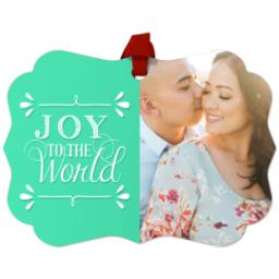Thumbnail for Scalloped Metal Ornament with Joy to the World design 1
