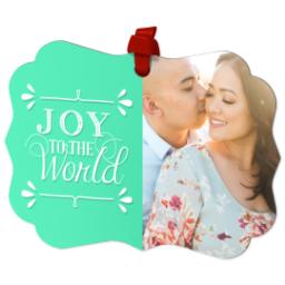 Thumbnail for Scalloped Metal Ornament with Joy to the World design 2