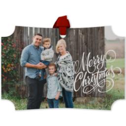 Thumbnail for Personalized Metal Ornament - Modern Corners with Merry Christmas design 1