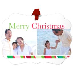 Thumbnail for Scalloped Metal Ornament with Merry Christmas design 1