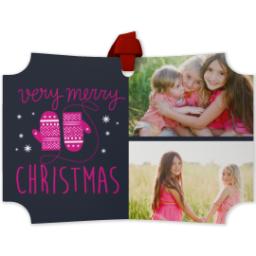 Thumbnail for Personalized Metal Ornament - Modern Corners with Merry Mittens design 1