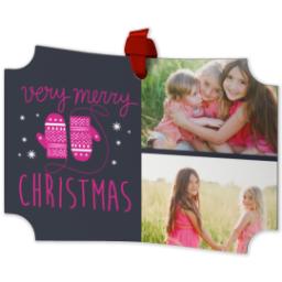Thumbnail for Personalized Metal Ornament - Modern Corners with Merry Mittens design 2