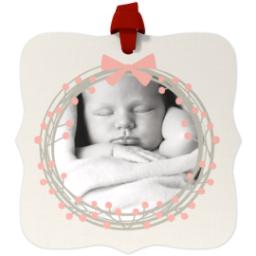 Thumbnail for Personalized Metal Ornament - Fancy Bracket with Pink Wreath design 1