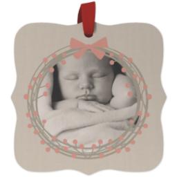 Thumbnail for Wood Photo Ornament - Bracket with Pink Wreath design 1