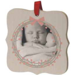 Thumbnail for Wood Photo Ornament - Bracket with Pink Wreath design 2