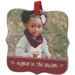 Thumbnail for Wood Photo Ornament - Bracket with Rejoice design 2