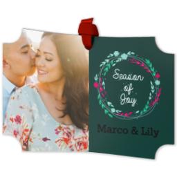 Thumbnail for Personalized Metal Ornament - Modern Corners with Season of Joy design 2