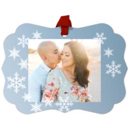 Thumbnail for Personalized Metal Ornament - Scalloped with Snowflakes design 1