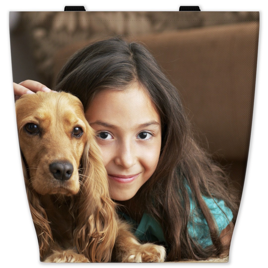Personalized Canvas Zip Tote Bag with Pet Portrait