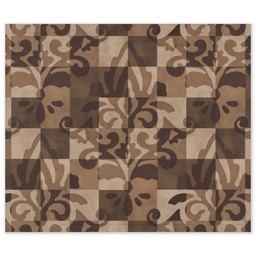 50x59 Indoor/Outdoor Wall Tapestry with Damask Patchwork Bronze design